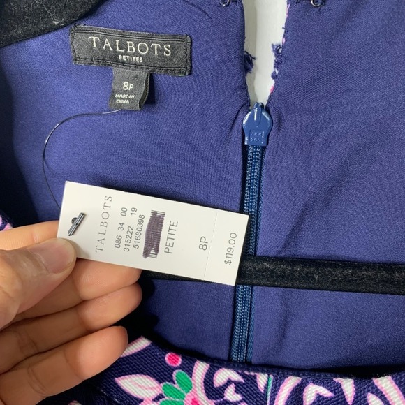 Talbots Sleeveless Sheath Dress Paisley Print‎ Fringe Trim Career 8P - Picture 5 of 7